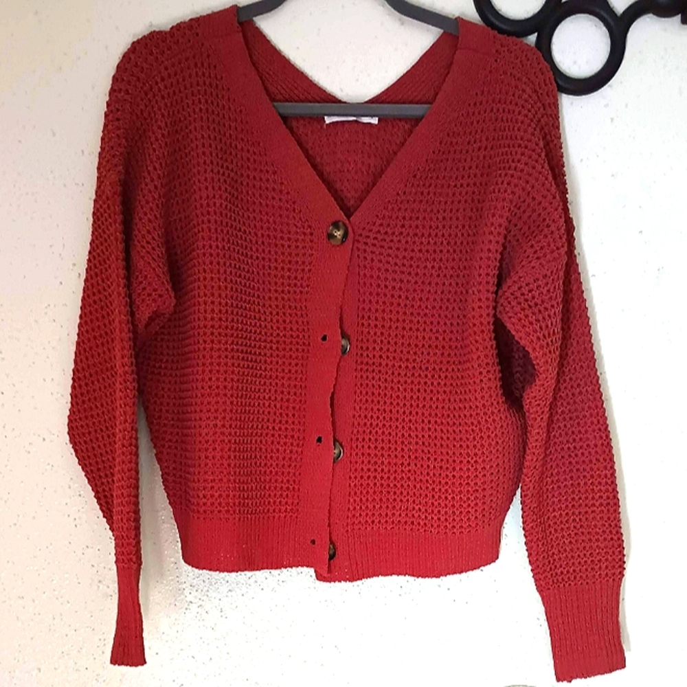 🌻Moon & Madison Knitted Cardigan (L) Rust Color